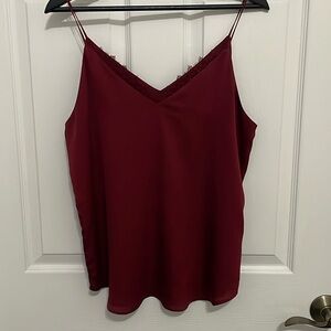 Express women’s lace detail V-neck Spaghetti vneck burgundy blouse